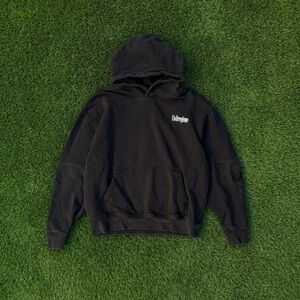 Civil Regime Embroidered Rose Hoodie Black Pullover Sweatshirt Size Large